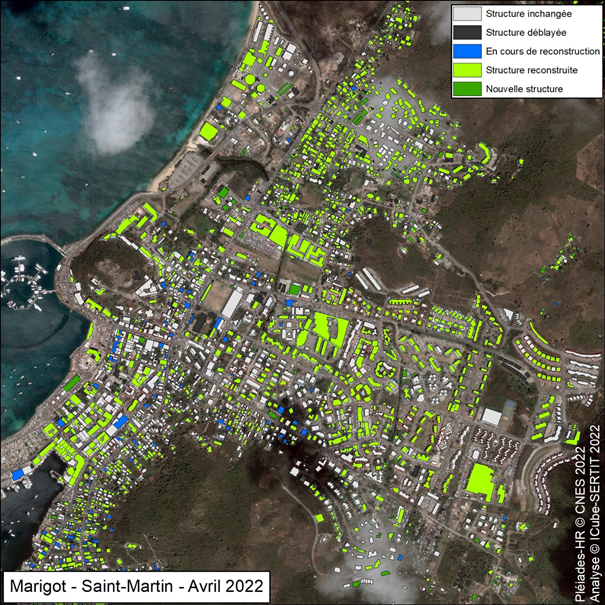 État des bâtiments de Marigot 5 ans après le cyclone Irma