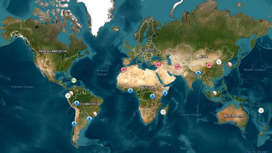 Carte mondiale des catastrophes SERTIT